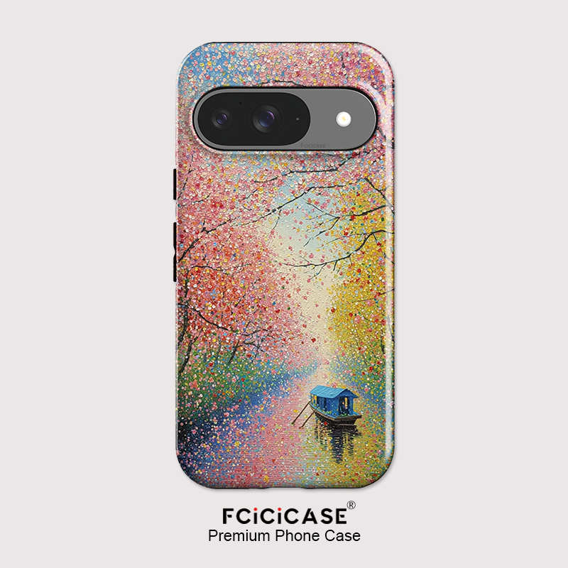 Google Pixel 8A - Fcicicase Colorful Tree Boat Print Phone